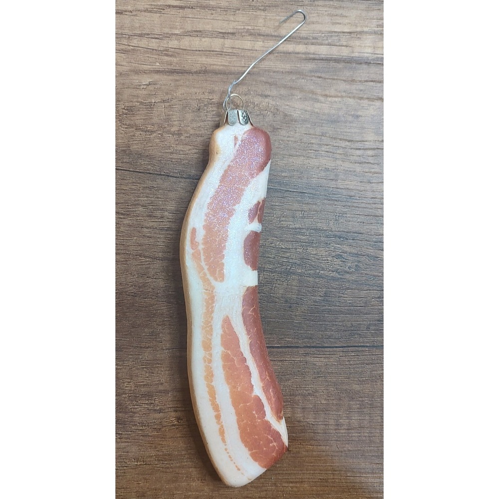 Robert Stanley Bacon Glass Christmas Ornament Glitter Bacon Ornament A4